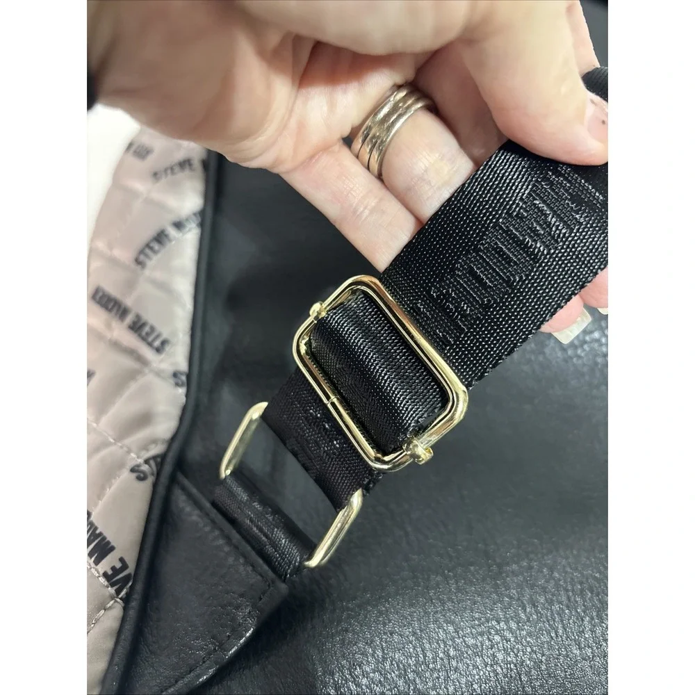 Steve Madden Quilted Tan & Black Backpack‎ Bag Multiple Pockets